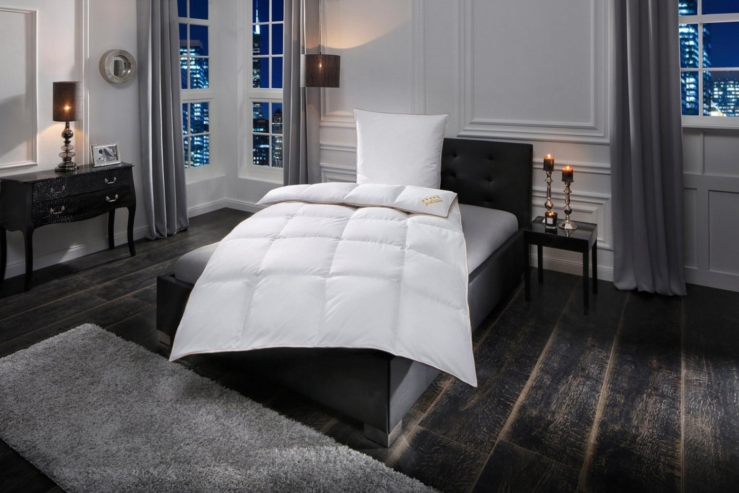 OBB Daunenbettdecke Emilias, Bettdecken für Sommer und Winter, Ganzjahresdecke, Füllung: 90% Daunen, 10%Federn, Bezug: 100% Baumwolle, Bettdecke 135x200 cm, 155x220 cm, weitere Größen, Made in Germany Bild 1