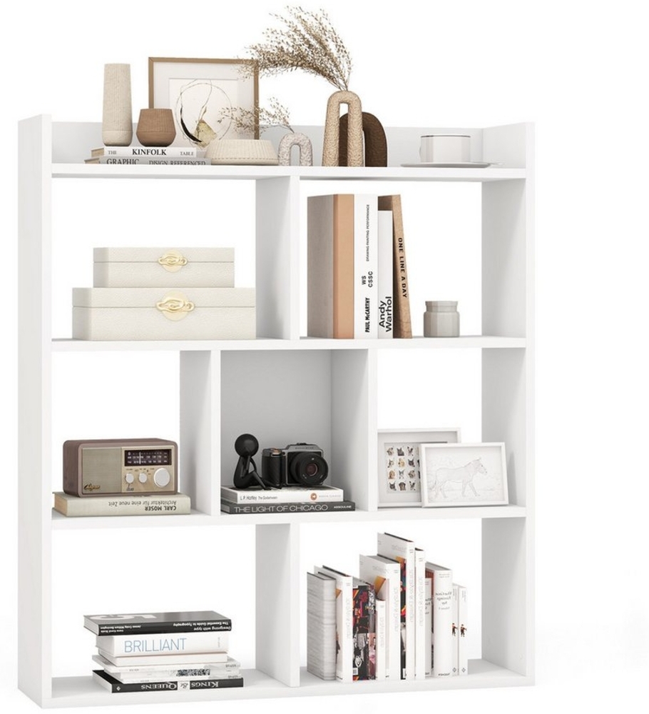 COSTWAY Bücherregal, mit 7 Würfeln & offener Ablage, Holz, 20x80x90cm Bild 1