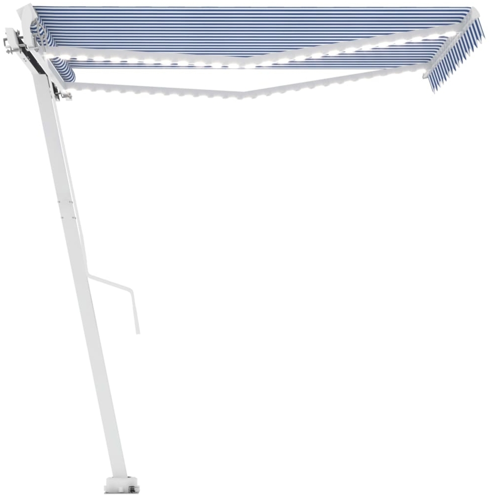 vidaXL Markise Manuell Einziehbar mit LED 350x250 cm Blau Weiß 3069521 Bild 1