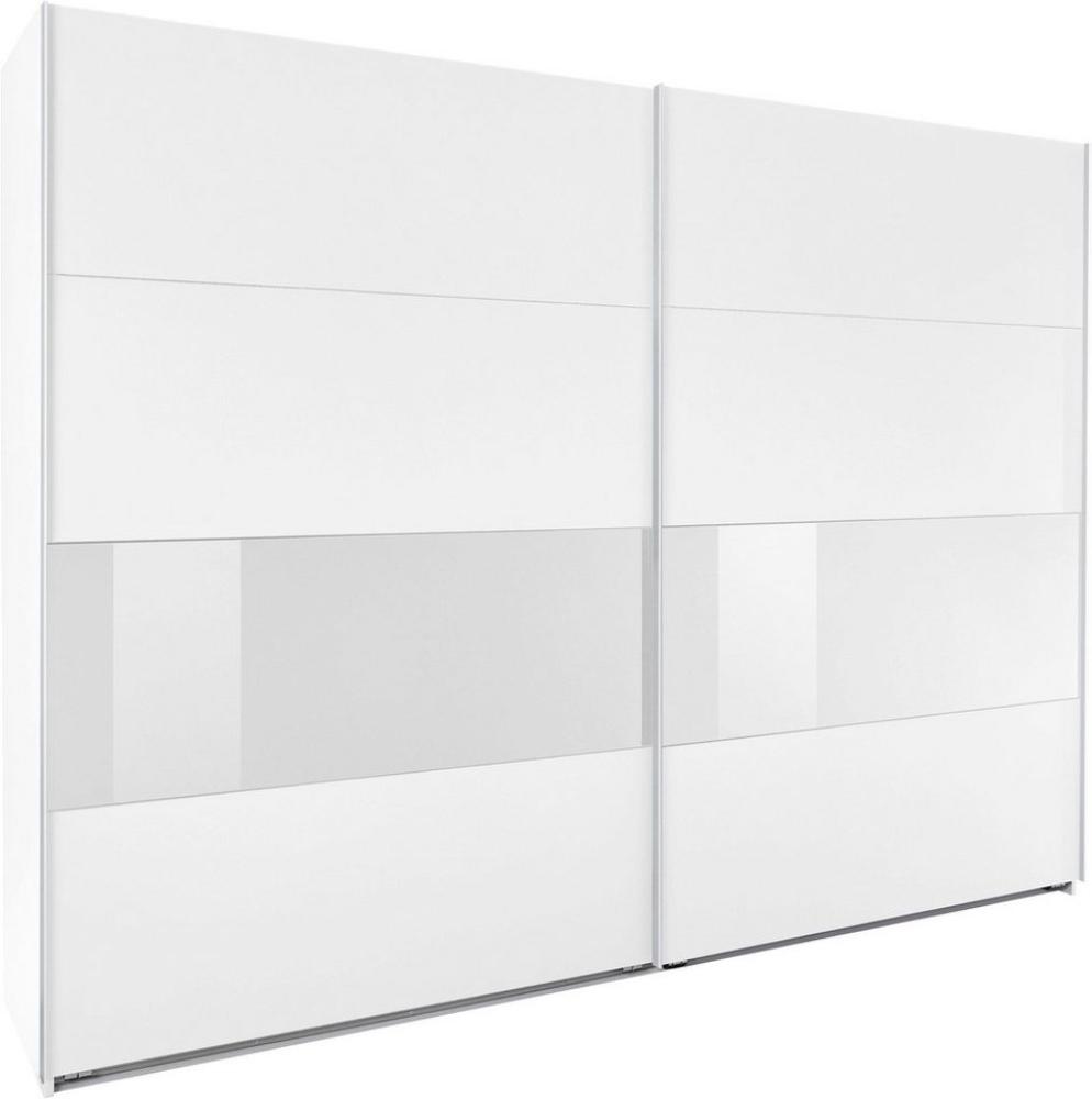 Schwebetürenschrank Bramfeld Kleiderschrank 270x65x208cm weiß Front mit Weißglas Bild 1