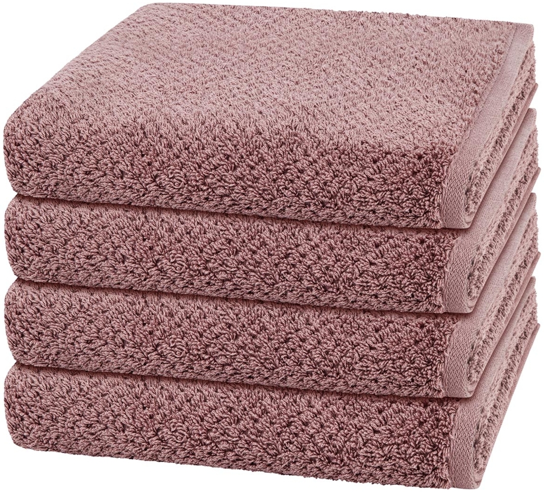 Cawö Pure 4 tlg. Frottier-Set - 4 X Handtuch (50 X 100cm) - 494 g/m2 - Vintage rose Bild 1