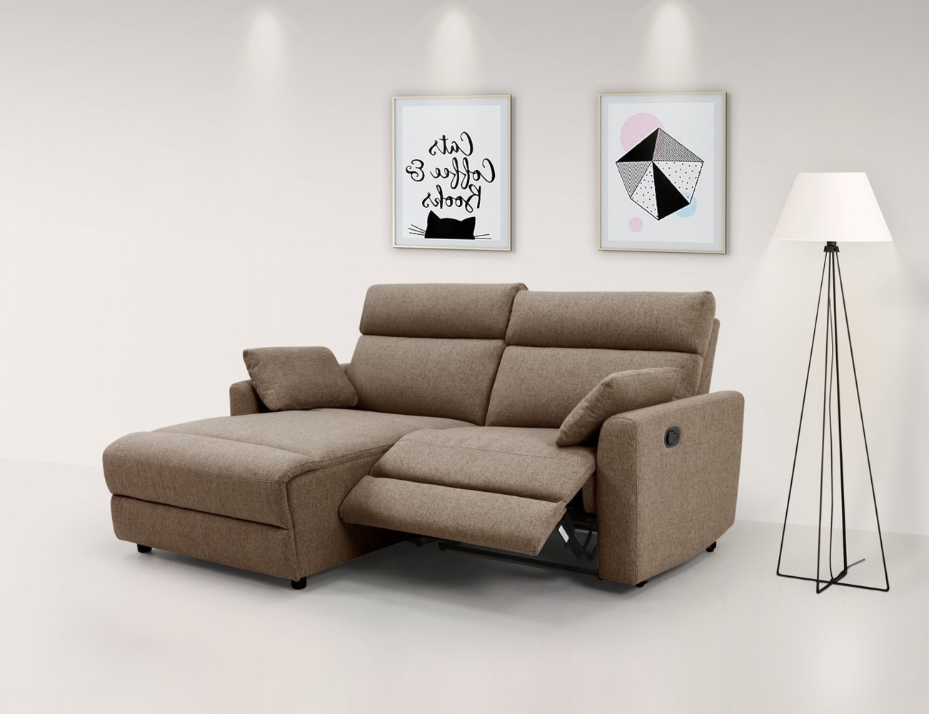INOSIGN Ecksofa JENNA, L-Form, 209cm, manuelle u. elektrische Funktion, mit USB A/C, Liegefunktion 105°-150°, Federkern, Struktur fein Bild 1
