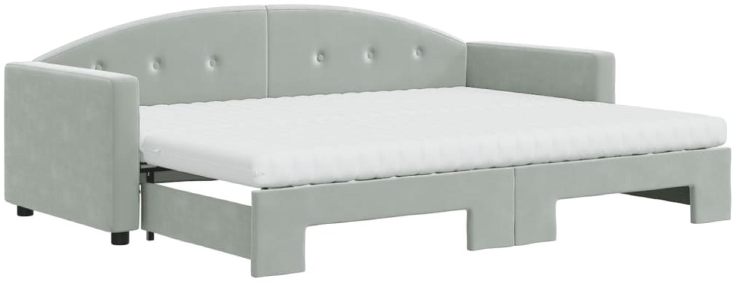 vidaXL Tagesbett Ausziehbar mit Matratzen Hellgrau 80x200 cm Samt 3197318 Bild 1