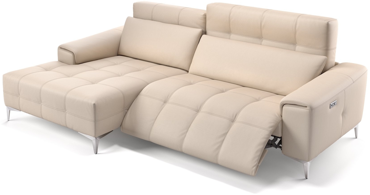 Sofanella SALENTO Ecksofa Ledercouch Funktionssofa Sofa in Creme S: 217 x 163 Breite x 100 Tiefe Bild 1