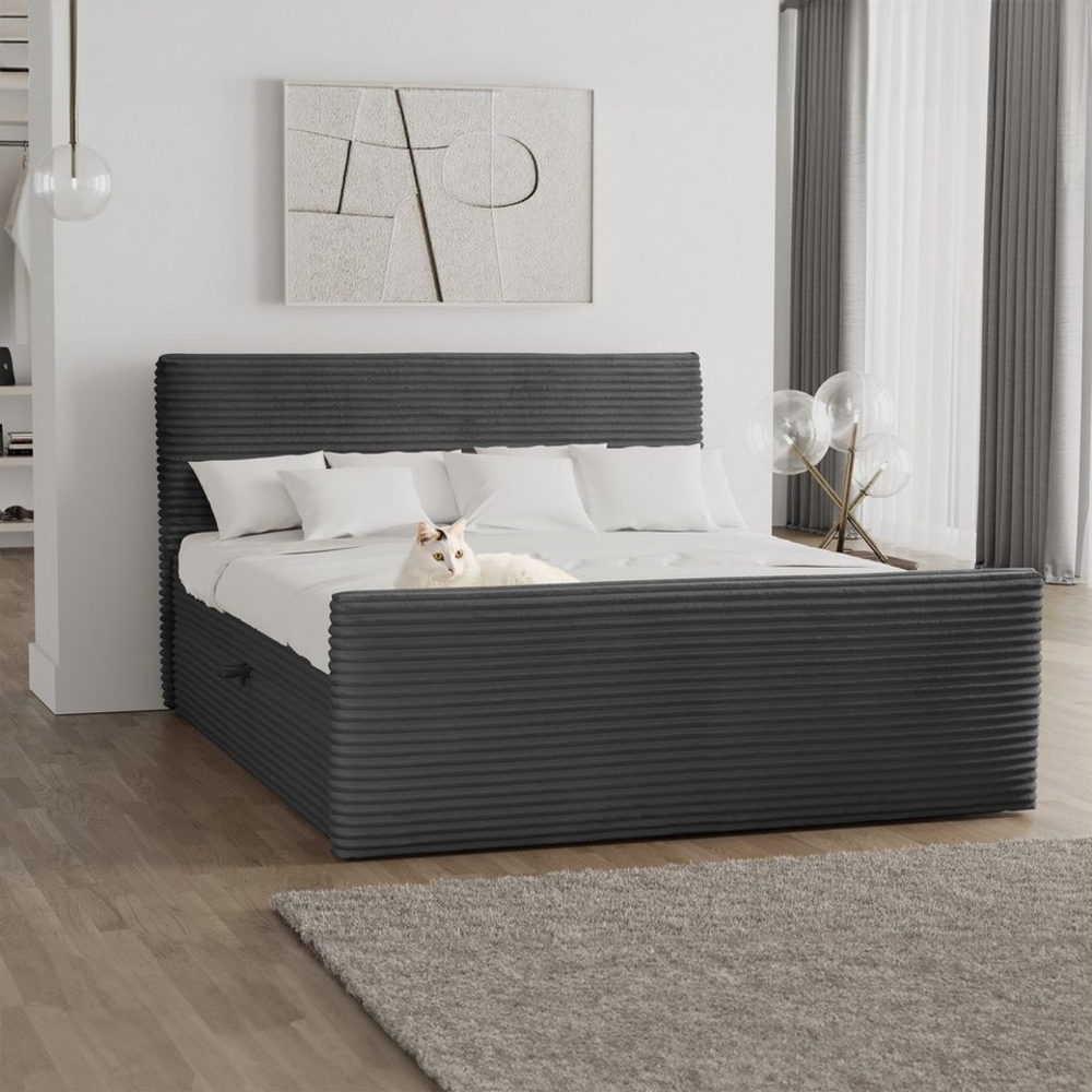 Kaiser Möbel Boxspringbett Boxspringbett mit bettkasten und topper TRENTO stoff Plüsch Cord, mit Topper mit Bettkasten Bild 1