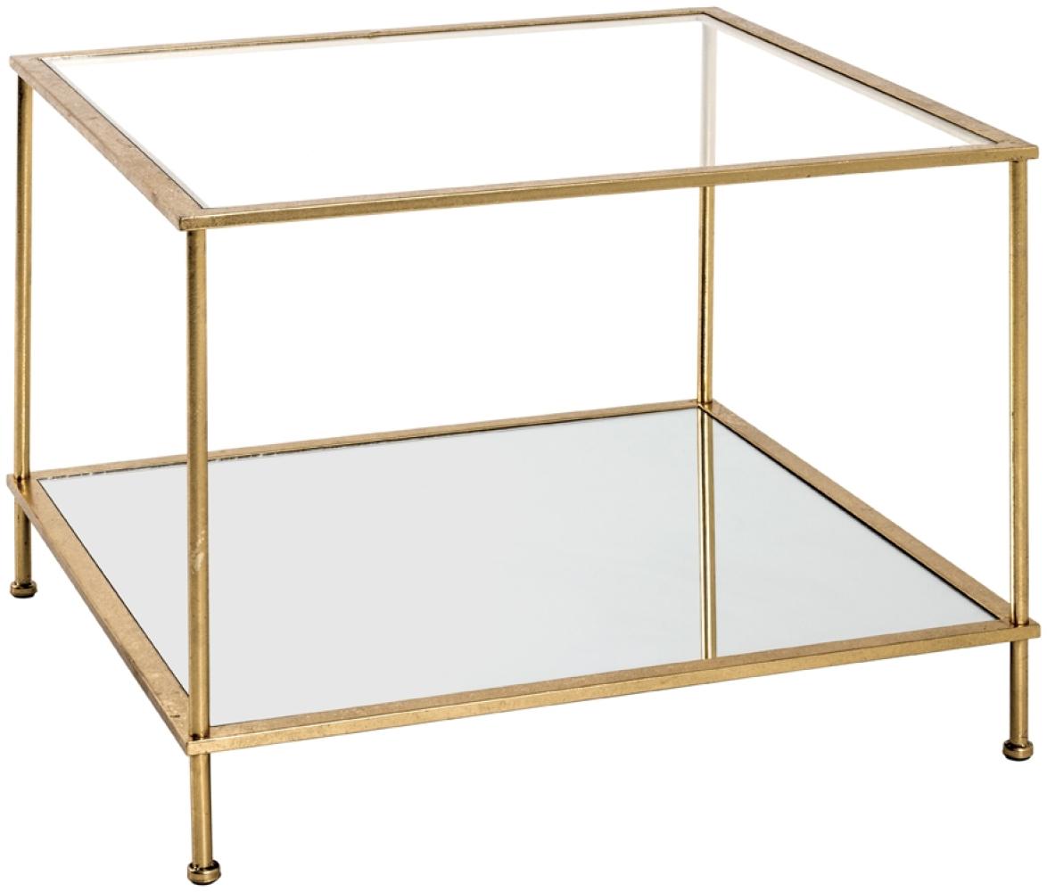 Beistelltisch in gold aus Stahlrohr, Spiegelglas, SHG 5 mm - 60x45x60cm (BxHxT) Bild 1