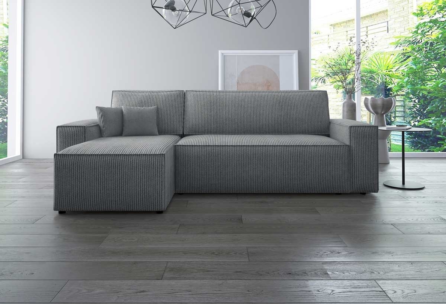 Luxusbetten24 Ecksofa Lazy, 244 cm breit, Cordstoff mit Schlaffunktion und Stauraum Bild 1