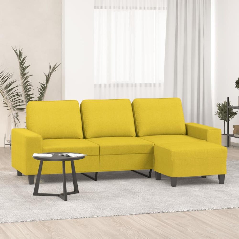 vidaXL 3-Sitzer-Sofa mit Hocker Hellgelb 180 cm Stoff 3201156 Bild 1