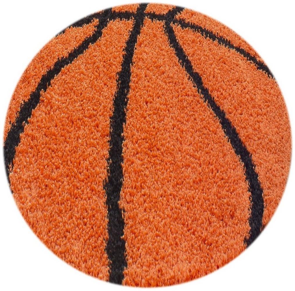 Stilvoll Günstig Kinderteppich für Spiel-Kinderzimmer Basketball Design für Jungs und Mädchen, Rund, Höhe: 30 mm Bild 1