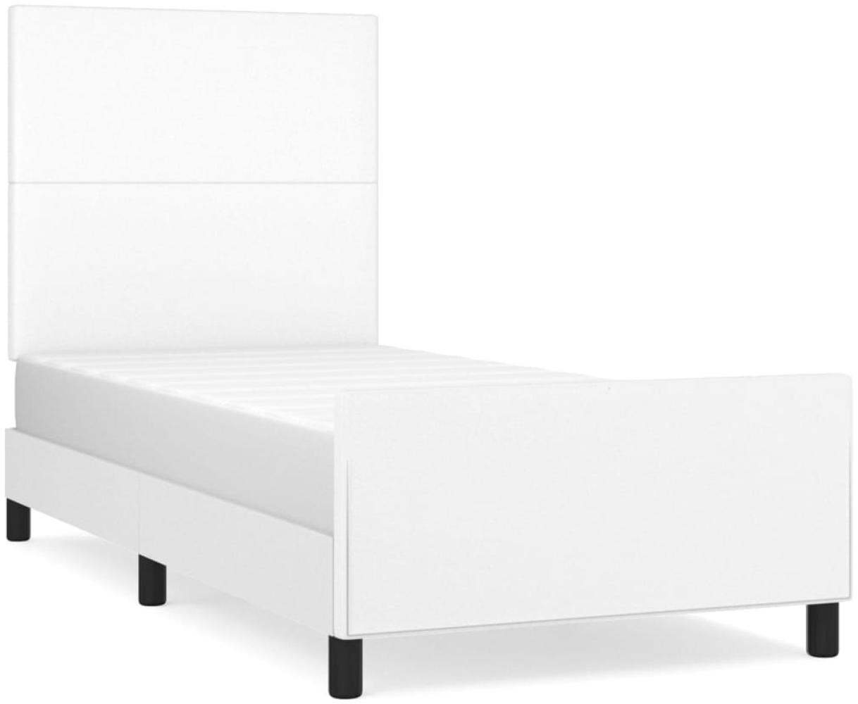 Einzelbett, Polsterbett mit Kopfteil Kunstleder Weiß 90x200 cm Bild 1