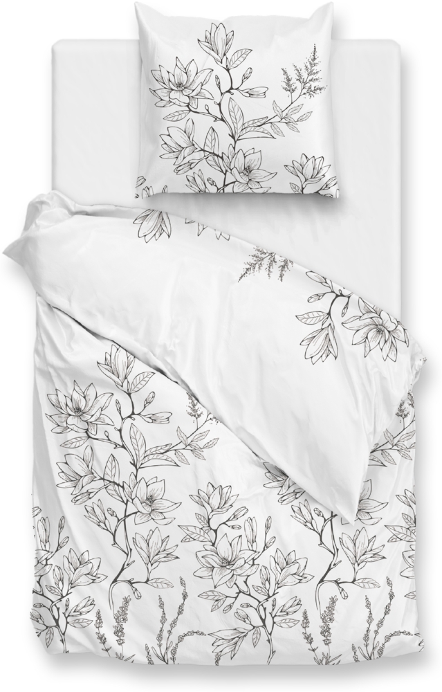 ZO!Home Judy Bettwäsche 135 White Bettwäsche 1 x Bettbezug 135x200 + 1 x Kopfkissenbezug 80x80 White Geblumt weiß Bild 1
