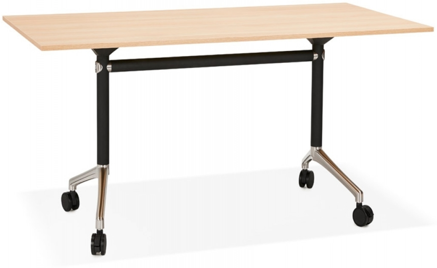 Großer klappbarer Schreibtisch FLEXO | Schreibtisch, großer klappbarer Arbeitstisch aus Naturholz mit Rollen | 160 x 80 x 73 cm Kadima Design Bild 1