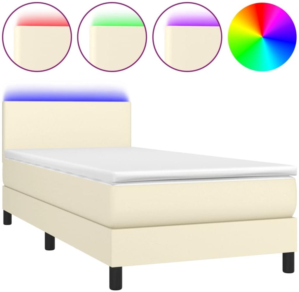 vidaXL Boxspringbett mit Matratze & LED Creme 100x200 cm Kunstleder 3134089 Bild 1