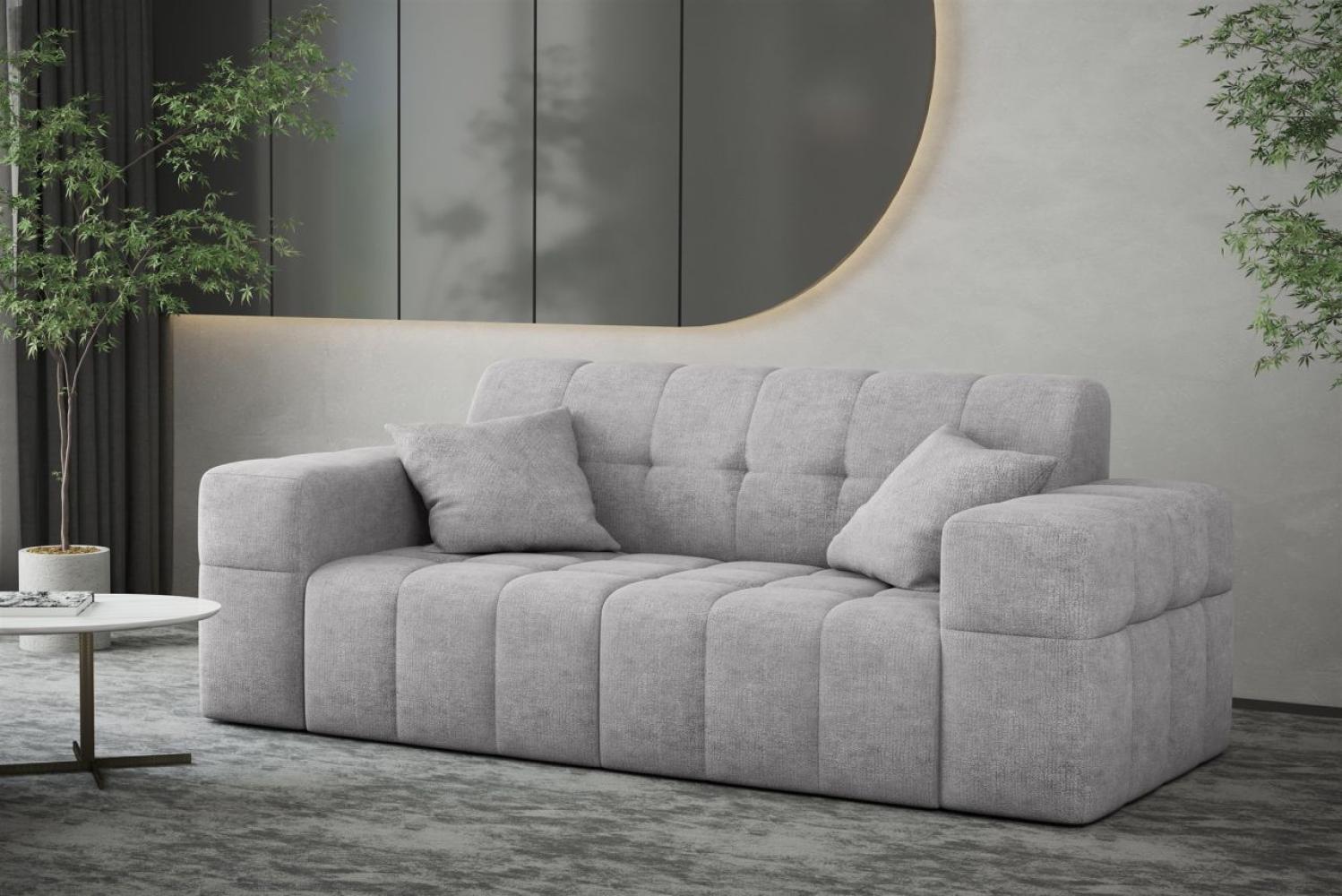 Sofa Designersofa NANCY 2-Sitzer in Stoff Perfekt Harmony Hellgrau Bild 1