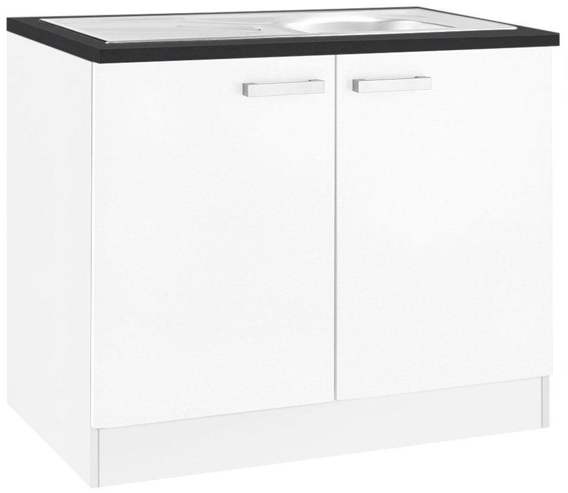 OPTIFIT Spülenschrank Odense 100 cm breit, mit 2 Türen, inkl. Einbauspüle aus Edelstahl Bild 1
