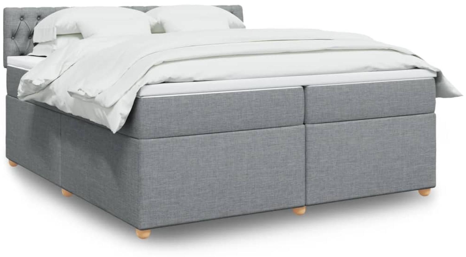 vidaXL Boxspringbett mit Matratze Hellgrau 200x200 cm Stoff 3289094 Bild 1