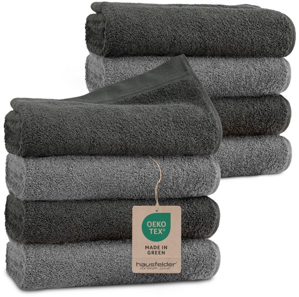 Hausfelder Handtücher Premium Handtuch Farbmix Set (Anthrazit/Grau, 8 Handtücher 50x100 cm), Frottier (8-St), Mit Aufhängeschlaufen, 100% Baumwolle, weich, saugfähig, Uni-Farben Bild 1