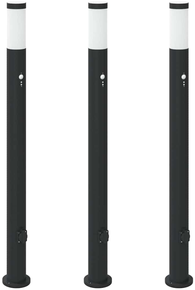 vidaXL Pollerleuchten mit Sensor&Steckdose 3er 110 cm Edelstahl IP44 4006046 Bild 1