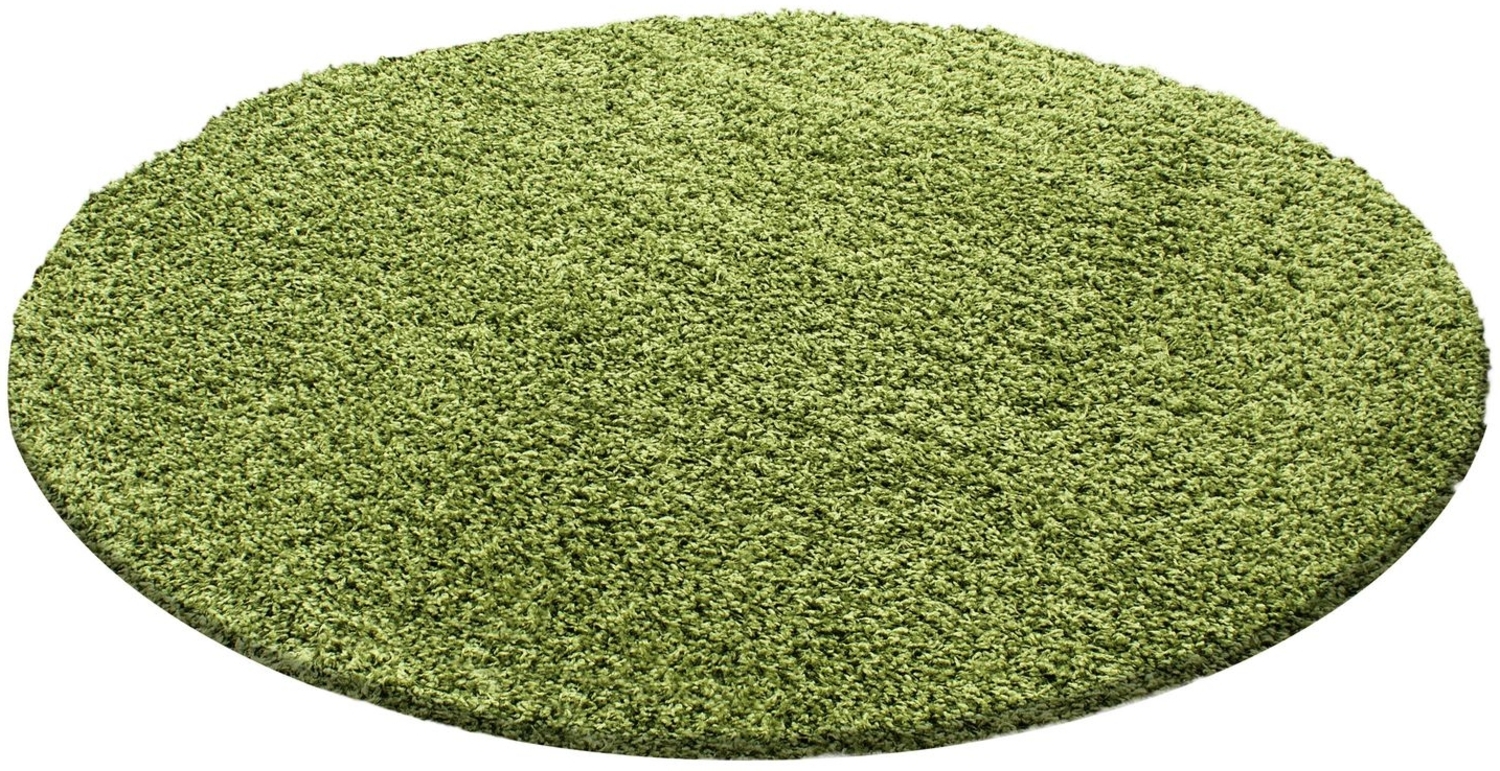 Hochflor Teppich Lux rund - 120 cm Durchmesser - Grün Bild 1