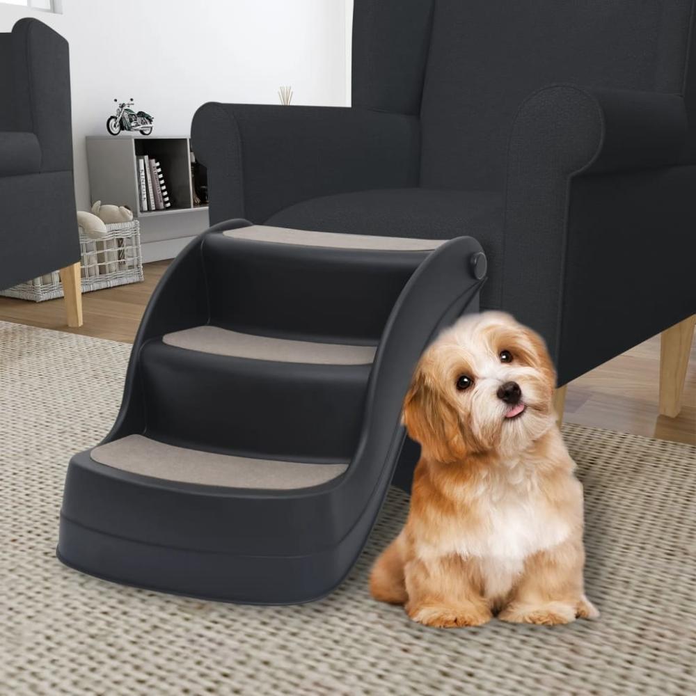 vidaXL Hundetreppe mit 3 Stufen Klappbar Schwarz 171173 Bild 1