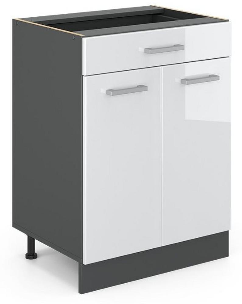 VICCO Küchenschrank R-Line Hängeschrank Unterschrank Küchenzeile Küchenunterschran Anthrazit (Weiß Hochglanz, Schubunterschrank 60cm) Bild 1