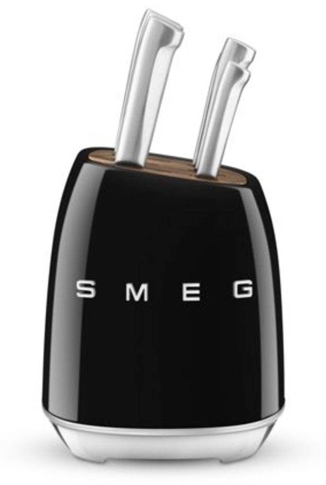 Smeg Messerblock bestückt mit 6 Küchenmessern schwarz KBSF02BL Bild 1
