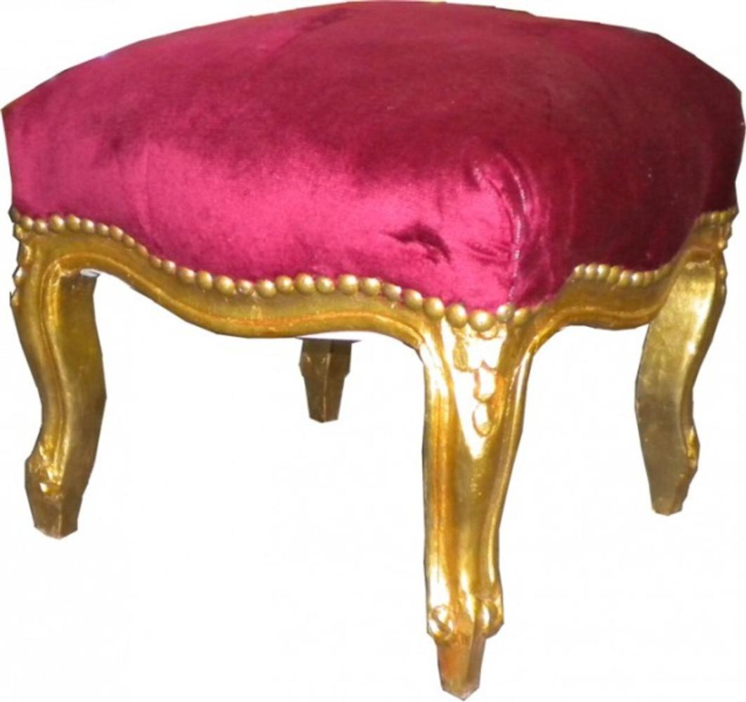 Barock Fußhocker Bordeaux / Gold Bild 1