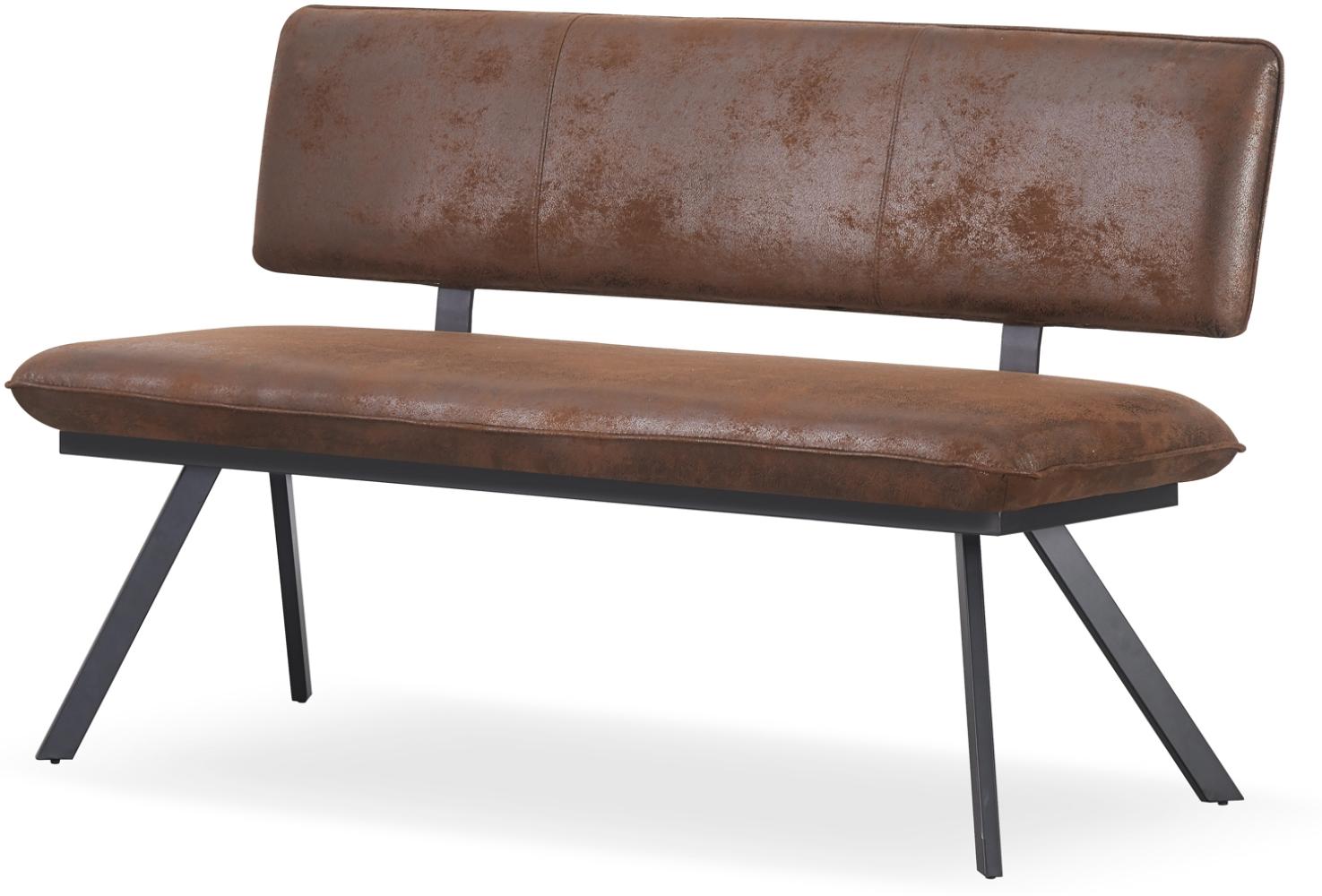 B&D home Sitzbank JUNA | Esszimmerbank 140cm gepolstert mit Rückenlehne Metallgestell für Esszimmer, Flur | industrial | Wildleder Optik Braun Bild 1