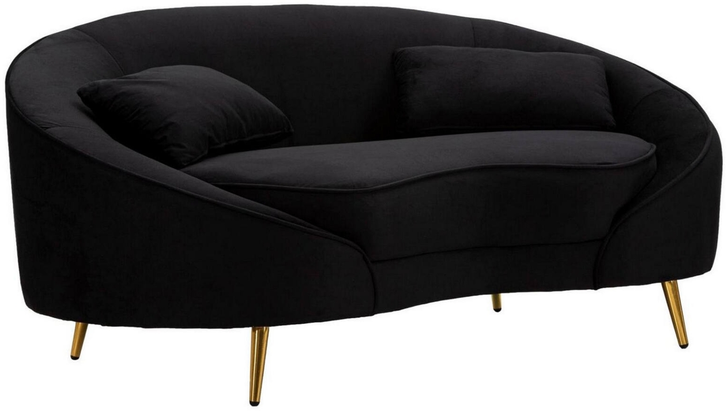 Dmora 2-Sitzer festes Sofa Gupta, lineares Sofa, Sofa für Wohnzimmer, Lineare Stoffstruktur, 148x84 h68 cm, Schwarz und Gold Bild 1