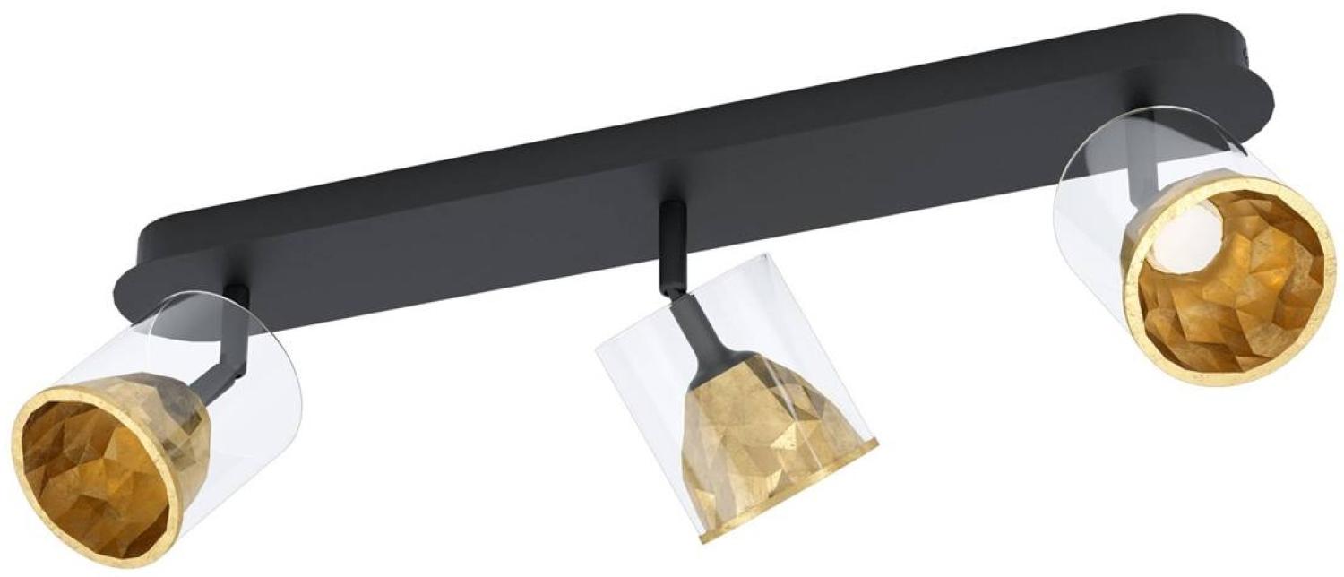 Eglo 39575 Spotleuchte MELITO Stahl, Alu schwarz, gold/Glas klar LED 3X5,4W 3000K L:56cm B:9cm H:18. 5cm dimmbar Bild 1