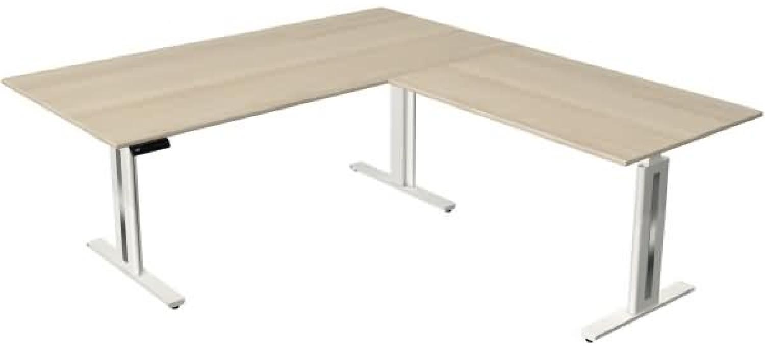 Kerkmann Move 3 fresh Schreibtisch Steh und Sitztisch mit Anbau (B) 200 x (T) 100 cm ahorn Bild 1