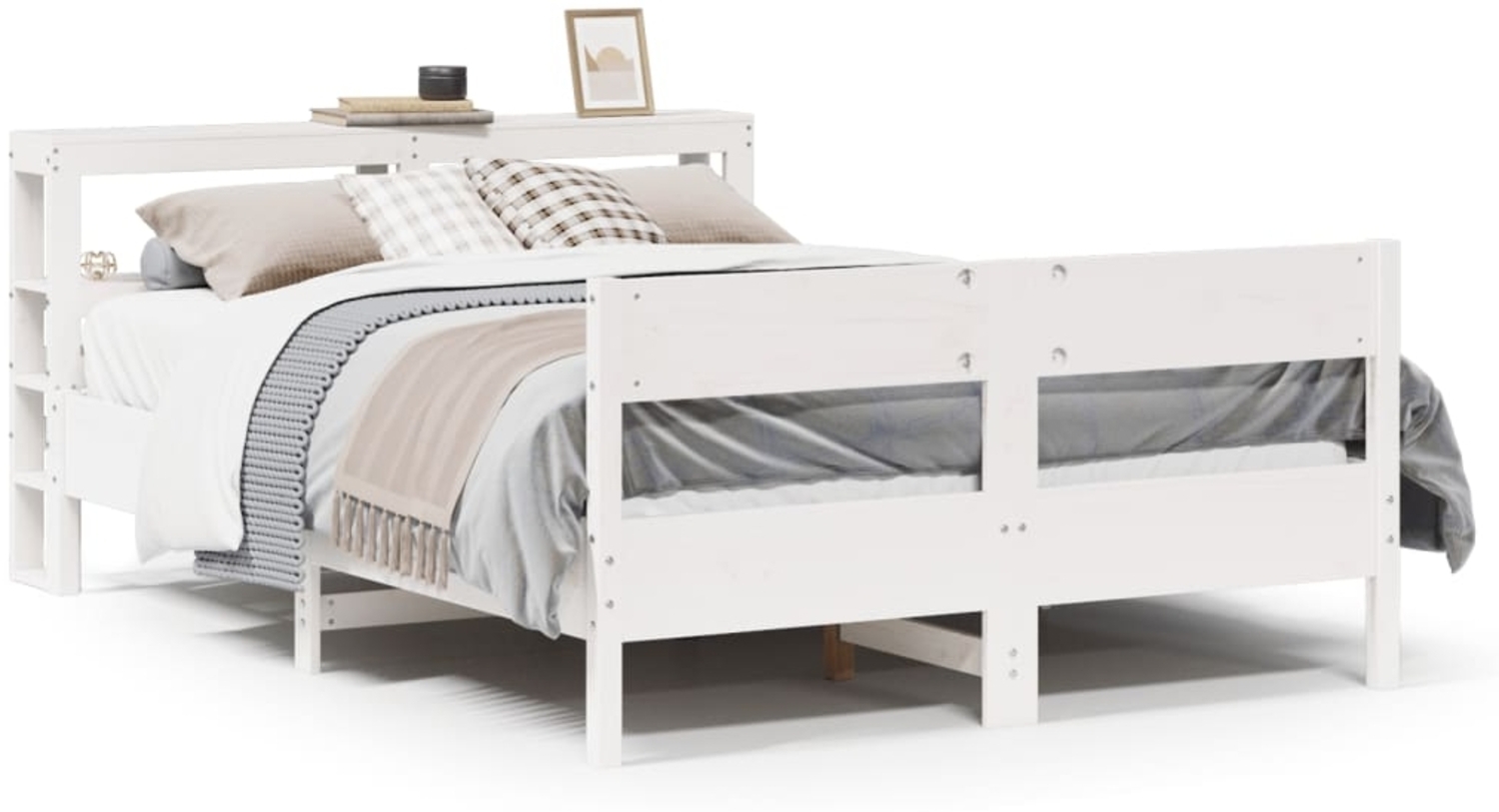 vidaXL Massivholzbett ohne Matratze Weiß 120x200 cm Kiefernholz 3306190 Bild 1