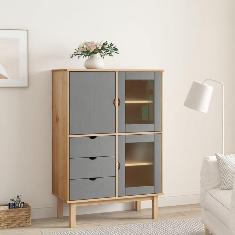vidaXL Highboard OTTA Braun&Grau 85x43x125 cm Massivholz Kiefer 351307 Bild 1