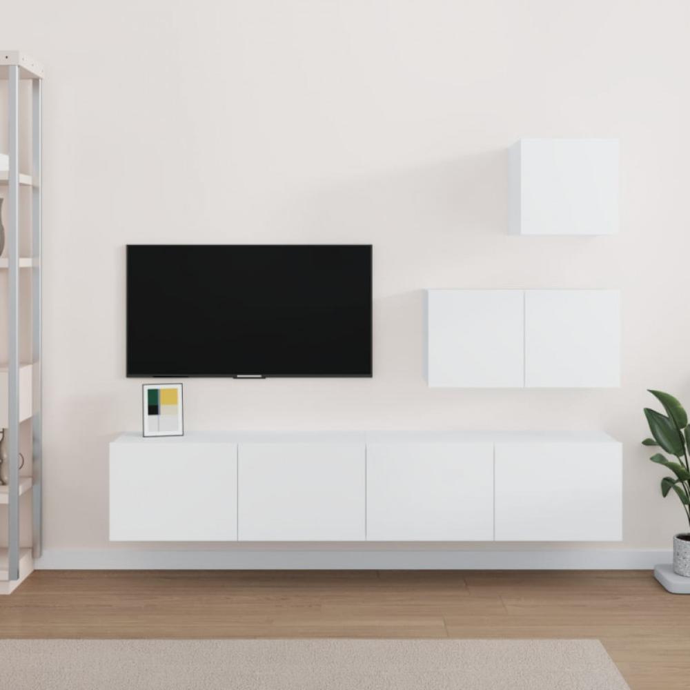 vidaXL 4-tlg. TV-Schrank-Set Weiß Holzwerkstoff 3114638 Bild 1