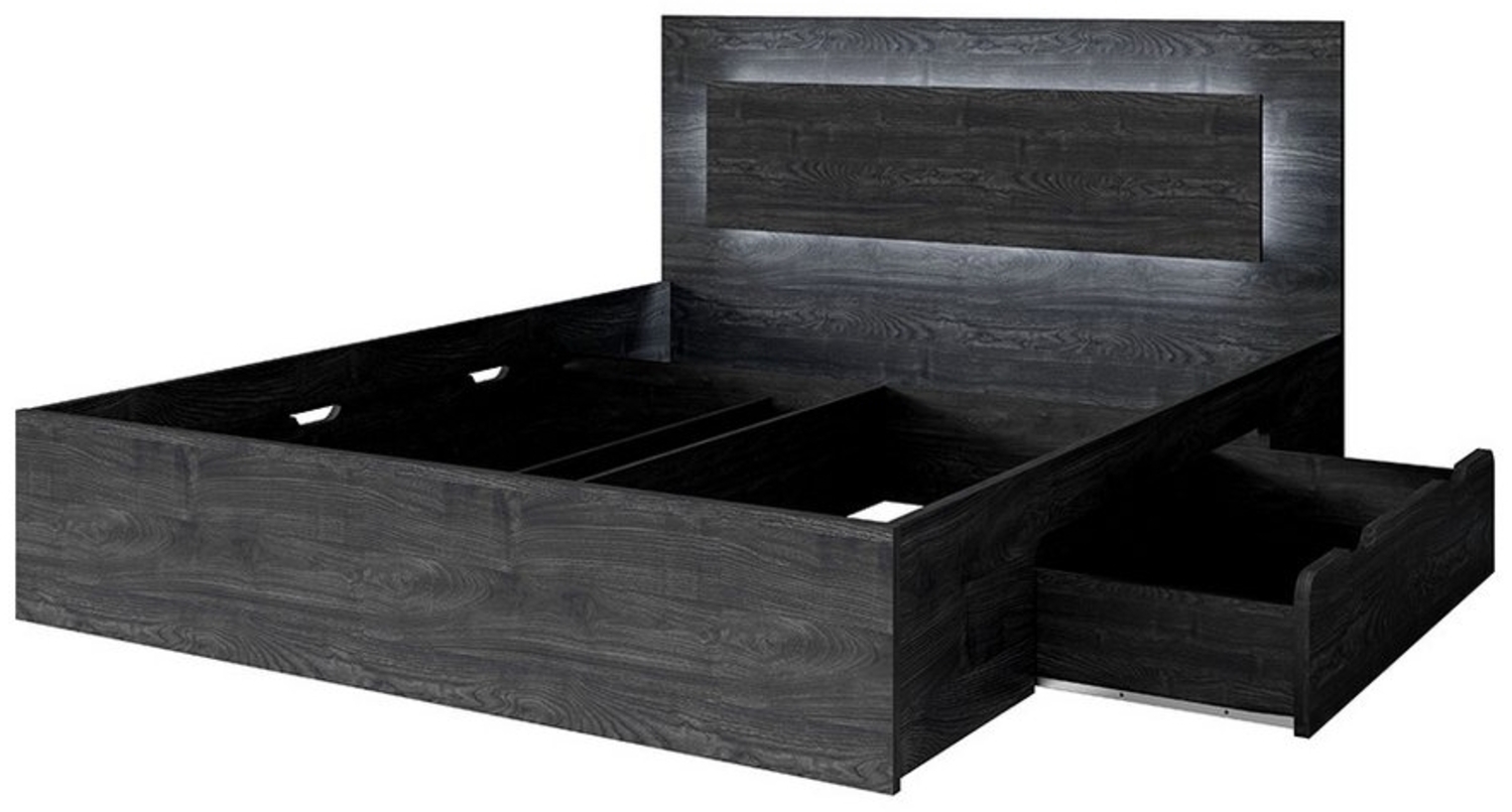 Lomadox Bettgestell TORTONA-166, Doppelbett 180x200cm, Esche, mit Schubladen & Beleuchtung Bild 1
