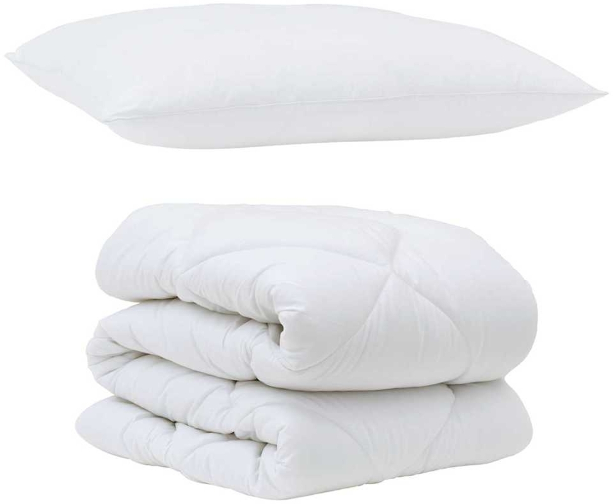 vidaXL Bettdecke mit Kissen 2 pcs Weiß Mikrofaser 3376632 Bild 1