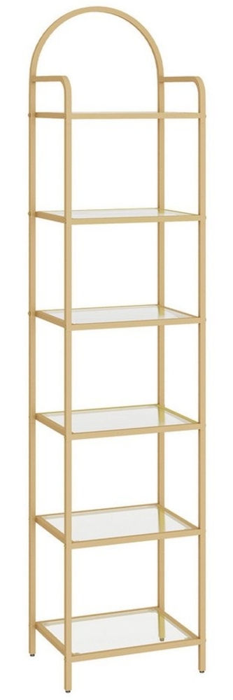 HZUANERI Regal Bücherregal aus gehärtetem Glas, schlankes Regal mit 6 Ablagen, für Schlafzimmer, Badezimmer, Heimbüro, 40x26x180,5cm Bild 1