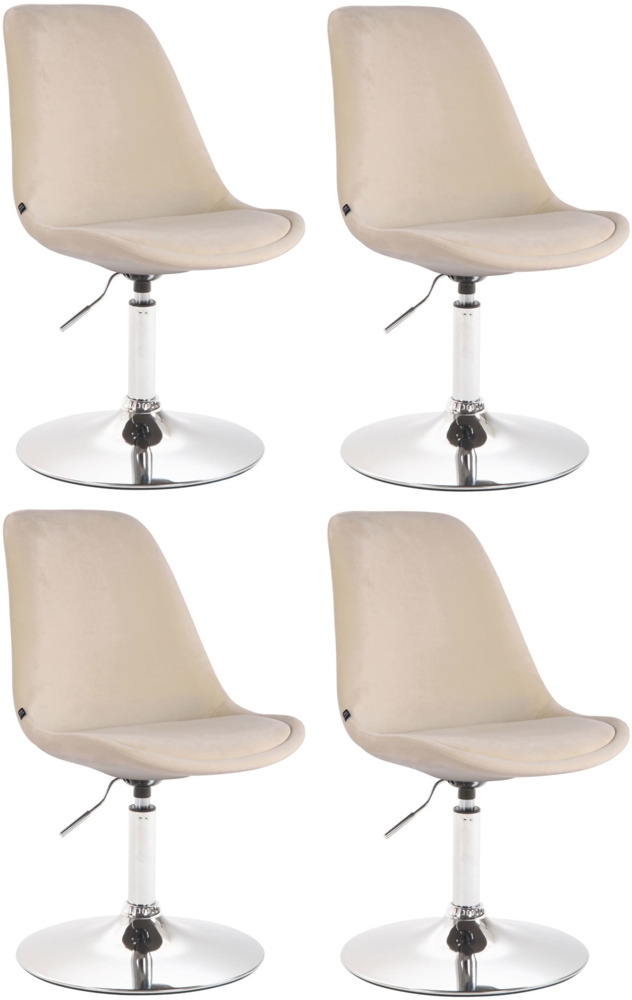 CLP 4er Set Esszimmerstühle Maverick Samt drehbar und stufenlos verstellbar,creme chrom Bild 1