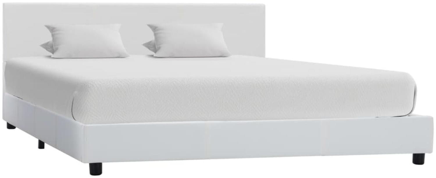 vidaXL Bettgestell Weiß Kunstleder 120x200 cm 284764 Bild 1