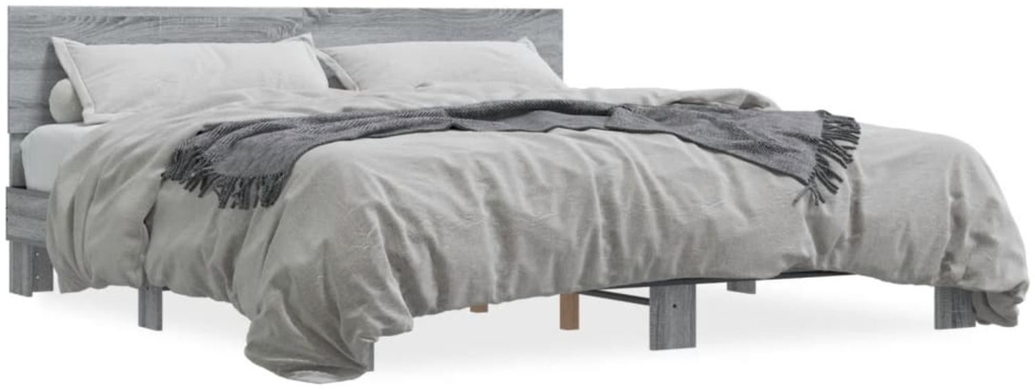 vidaXL Bettgestell Grau Sonoma 200x200 cm Holzwerkstoff und Metall 3280175 Bild 1