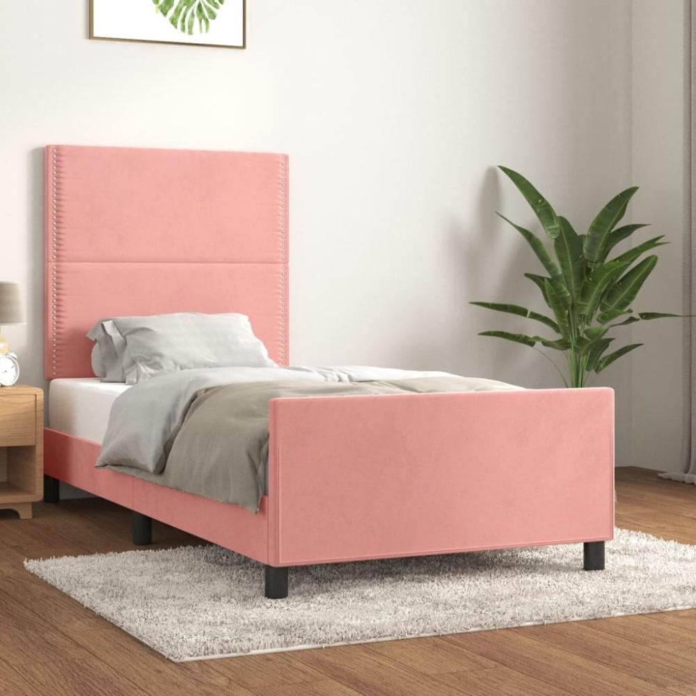 vidaXL Bettgestell mit Kopfteil Rosa 90x190 cm Samt 3125671 Bild 1