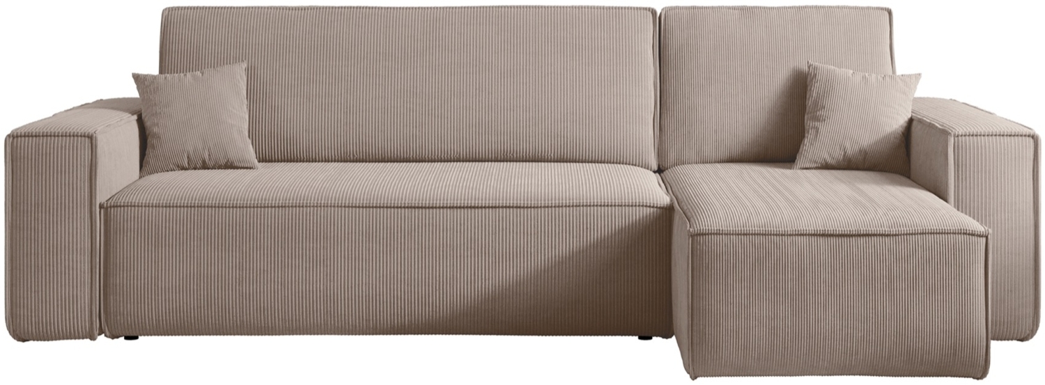 Selsey 'Scarlo L' Ecksofa mit Schlaffunktion, Cordbezug in Beige, 83 x 244 x 145 cm Bild 1