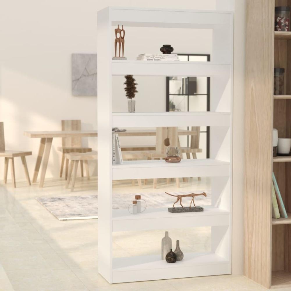 vidaXL Bücherregal/Raumteiler Weiß 80x30x166 cm Holzwerkstoff 811718 Bild 1