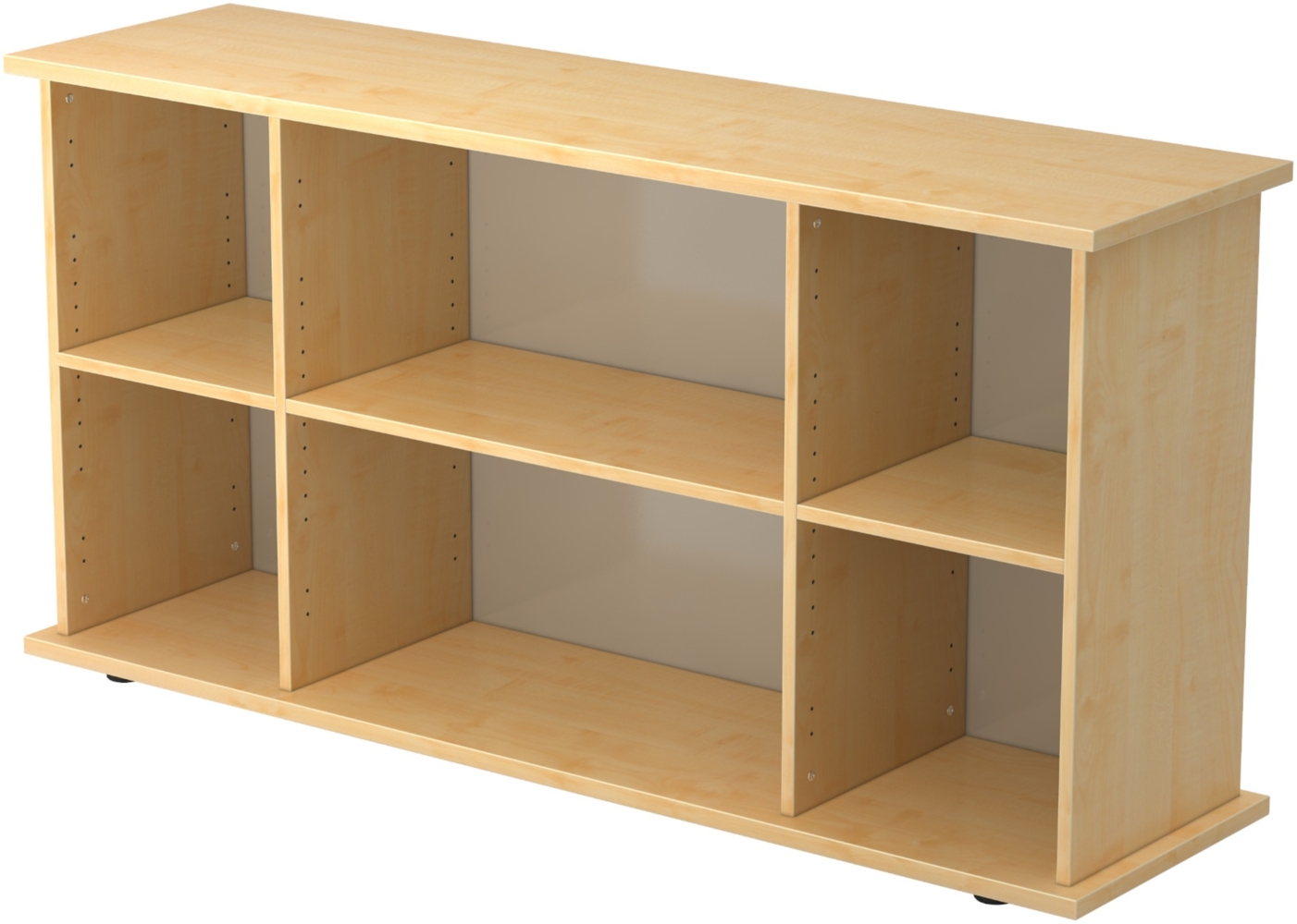 bümö Regal-Sideboard Ahorn, Büro Standregal & Kommode für 2 Ordnerreihen - Bücherregal klein 166 cm breit, Aktenregal für Ordner & Bücher, kleines Büroregal, Holzregal, Ordnerregal, SBOF-3 Bild 1