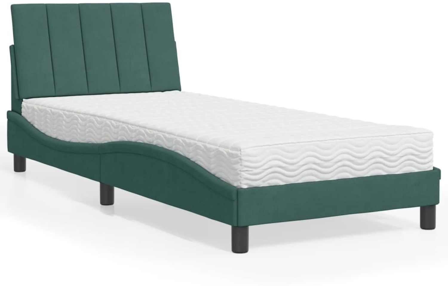 vidaXL Bett mit Matratze Dunkelgrün 90x190 cm Samt 3208571 Bild 1