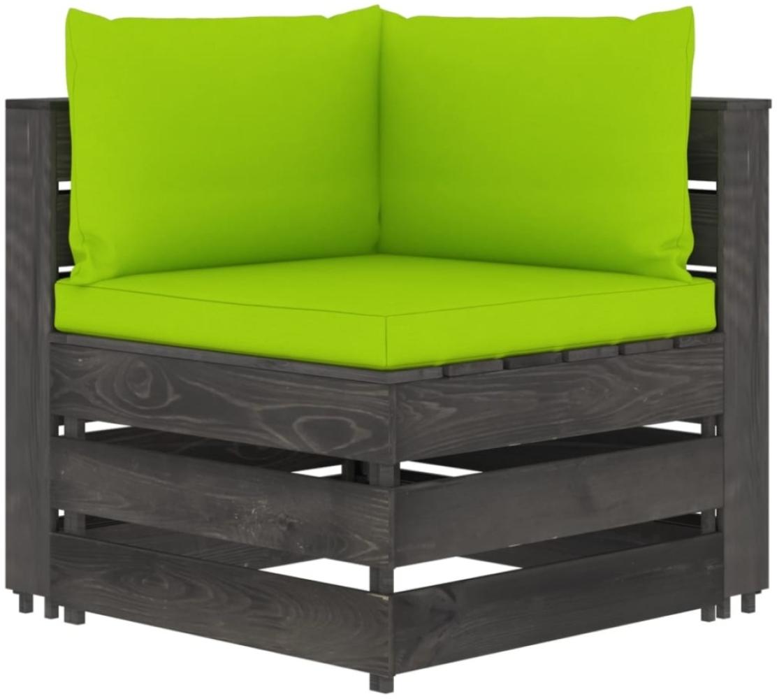 Modulares Ecksofa mit Kissen Grau Imprägniertes Holz Bild 1