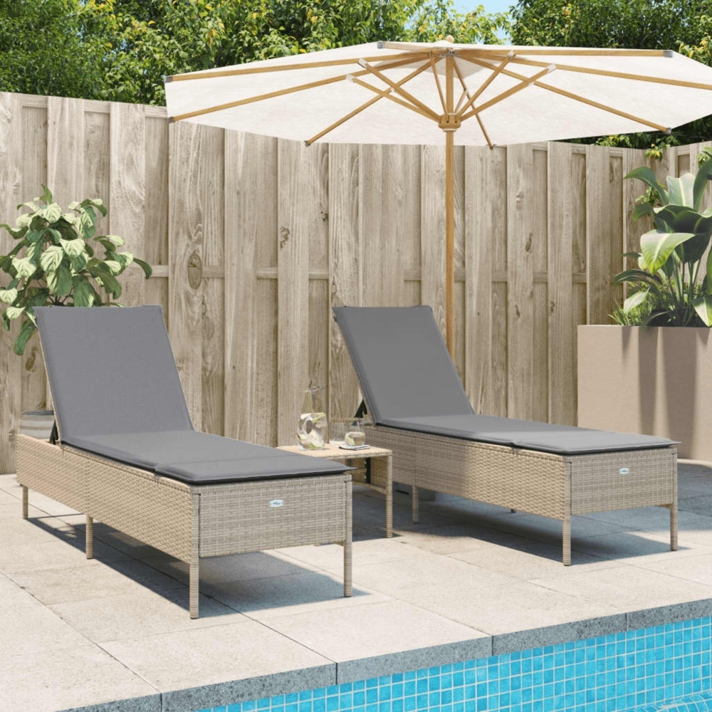 vidaXL 3-tlg. Sonnenliegen-Set mit Auflage Beige Poly Rattan 3284266 Bild 1