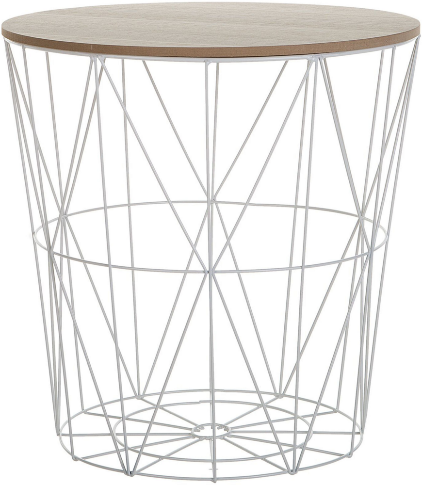 Beistelltisch weiß / heller Holzfarbton ⌀ 40 cm LANARK Bild 1