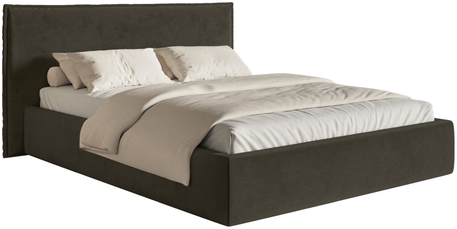 Selsey 'Softie ' Polsterbett 180×200 mit Bettkasten und Lattenrost, Velours, dunkelgrün Bild 1