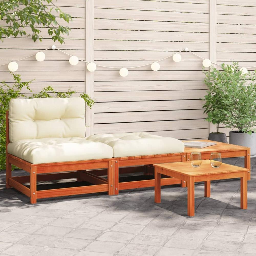 vidaXL Gartensofa ohne Armlehnen mit Kissen und Hockern 838146 Bild 1